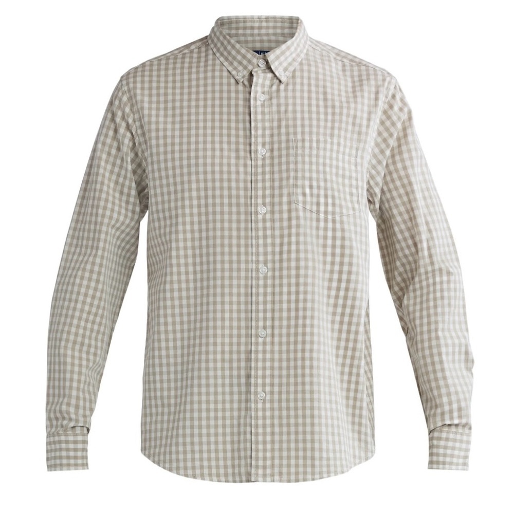 George Men's Tan Checkered Button Down Shirt